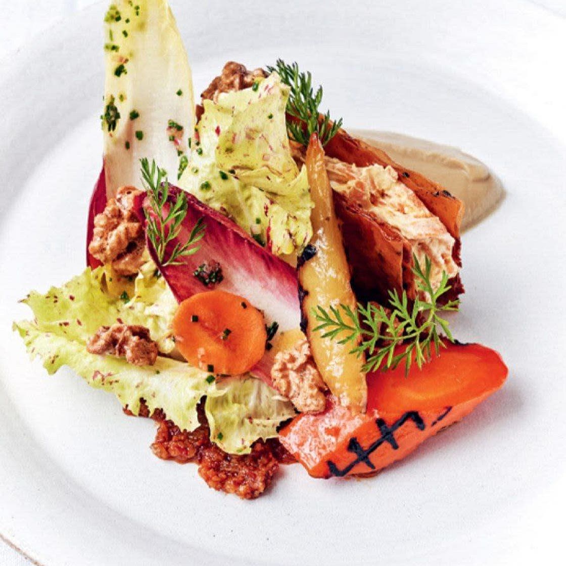 Carrot Borani, Cheese Shards & Muhammara