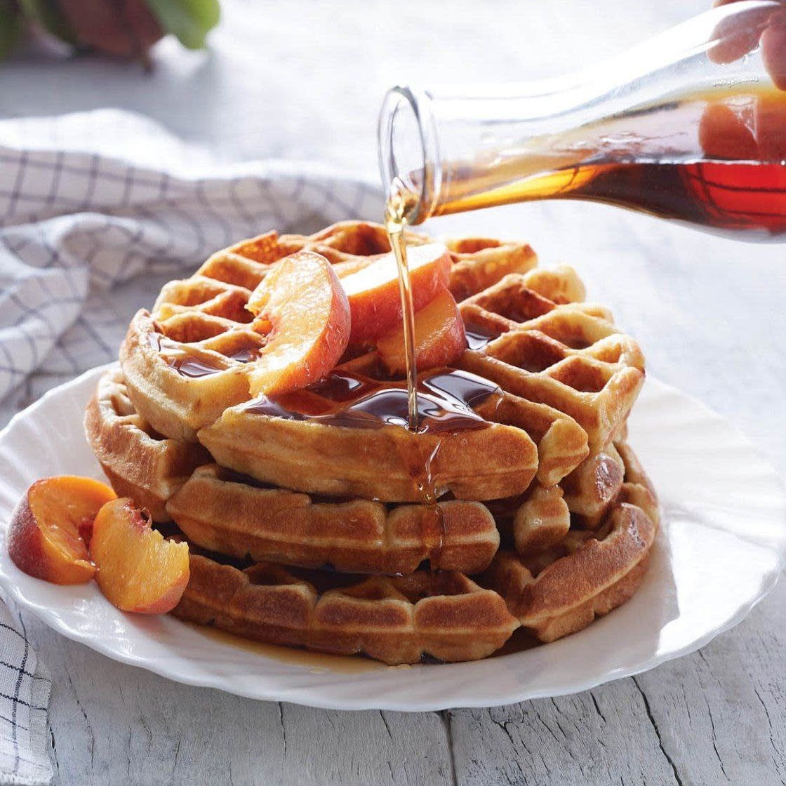 Buttermilk Peach Waffles