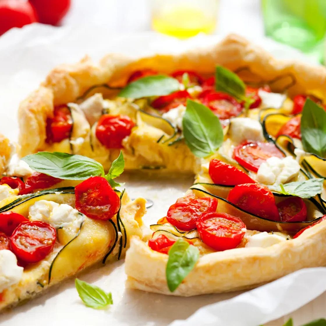 Quiche courgettes - tomates allégée