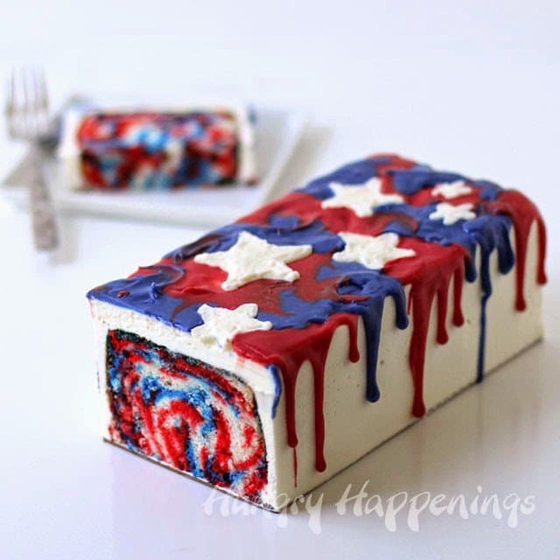4th of July Dessert - Red, White and Blue Tie-Dye Cake