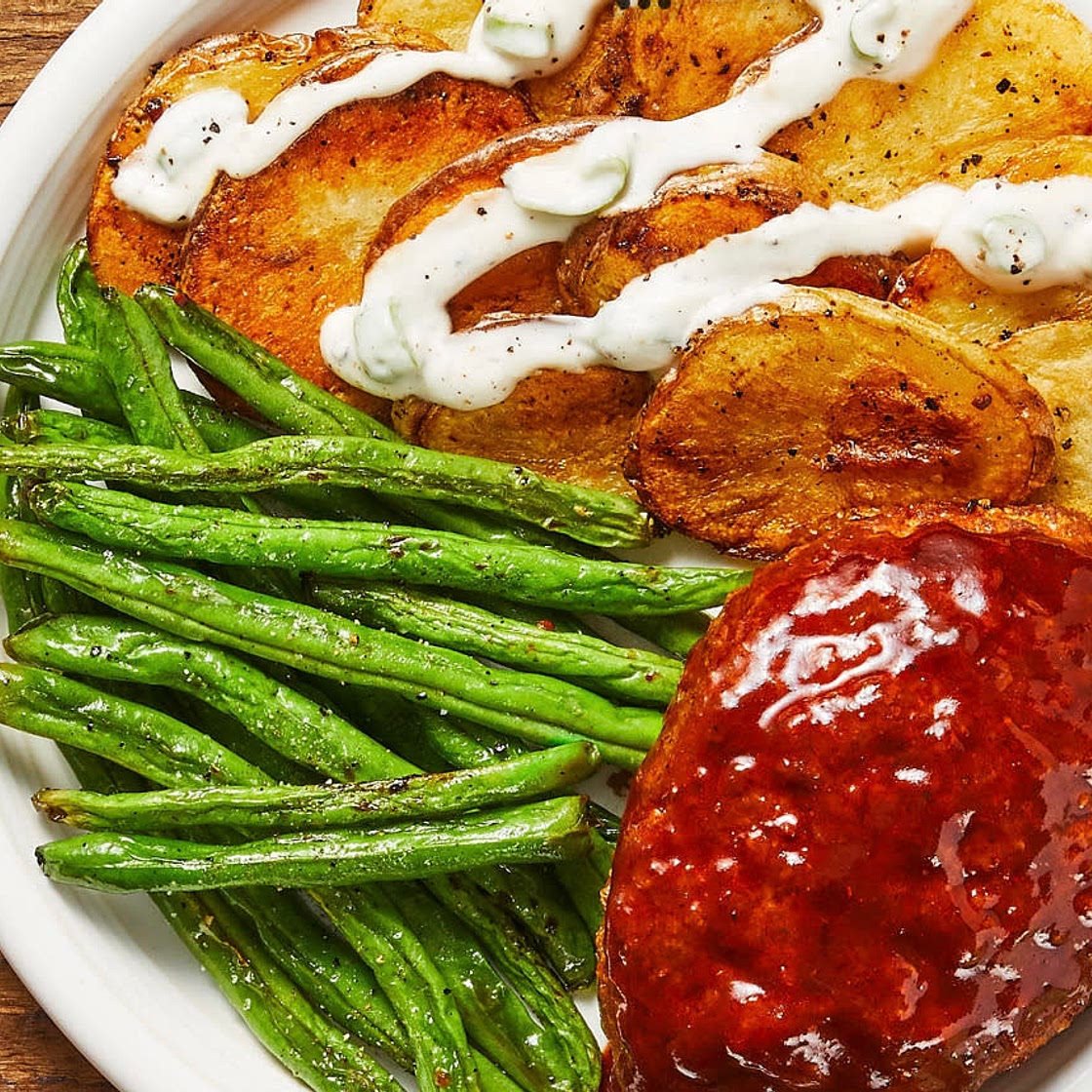 BBQ Meatloaves with Shingled Potatoes