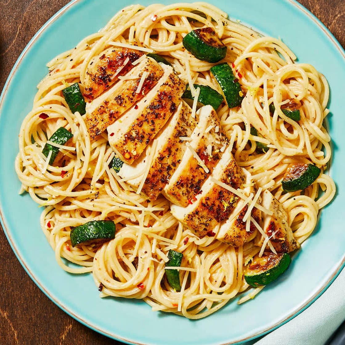 Italian Chicken over Lemony Spaghetti