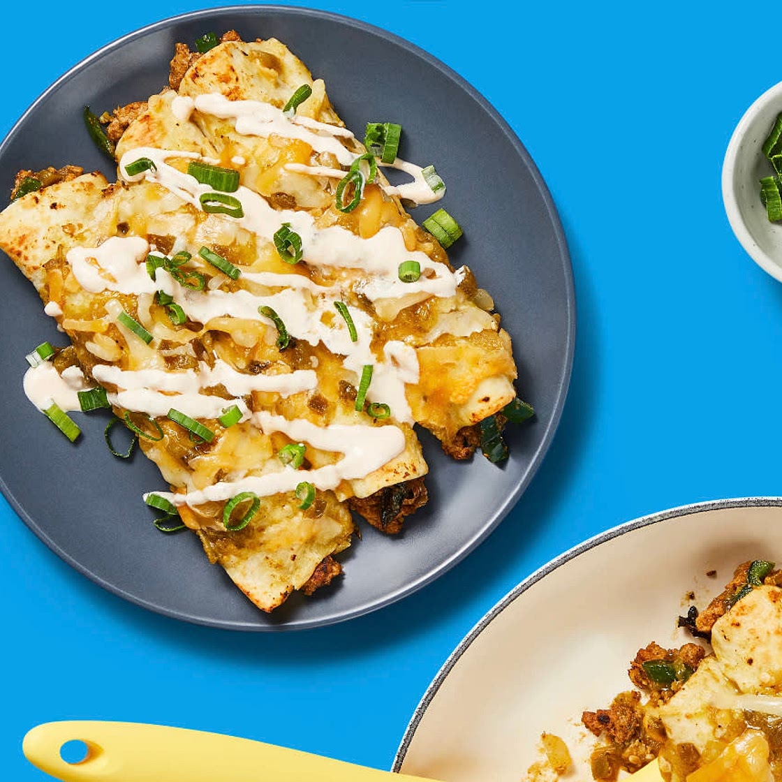 One-Pan Pork Enchiladas Verdes
