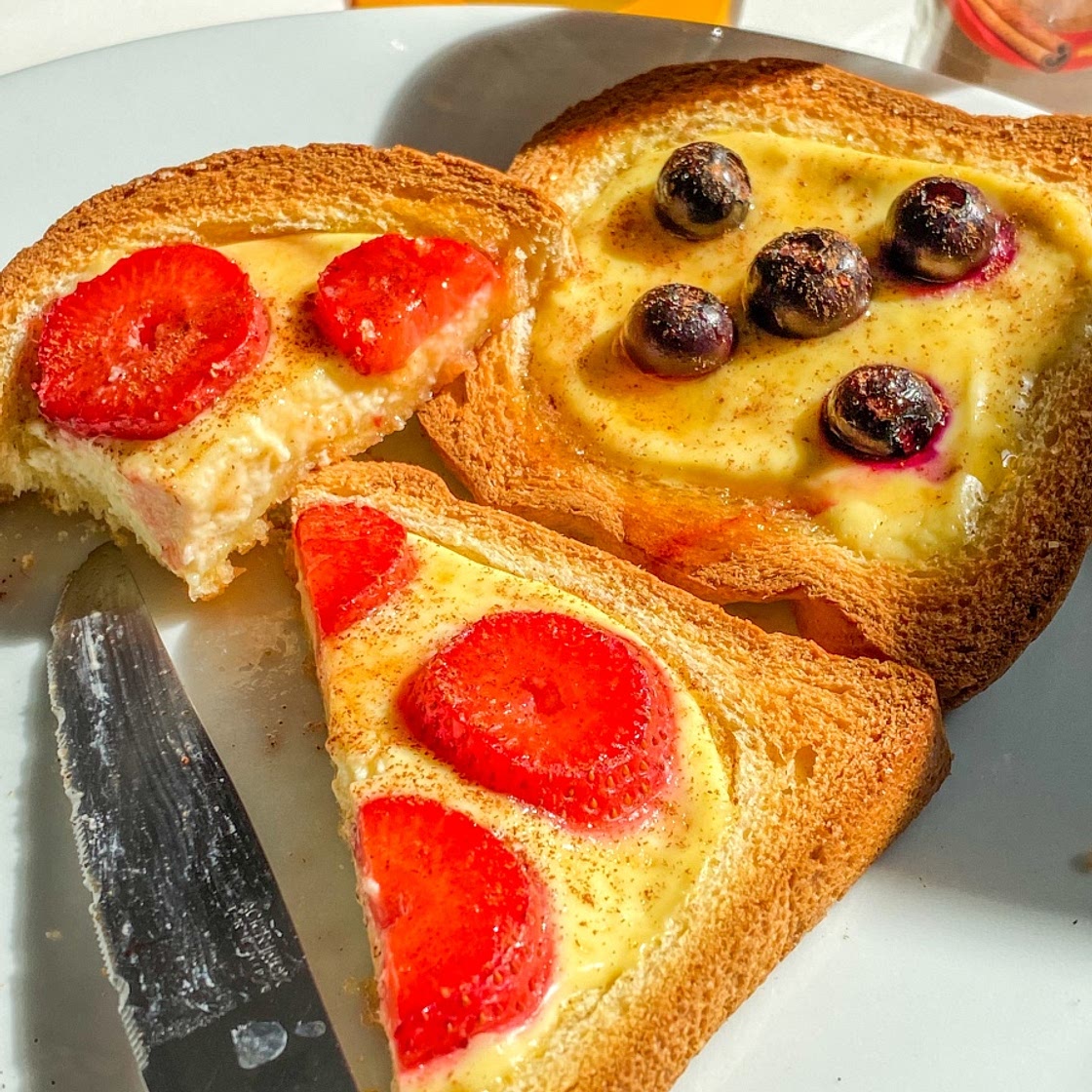 How to make Cream Cheese Custard Toast | 5-minute Healthy Breakfast Ideas | Viral TikTok Custard Toast Recipe Remake