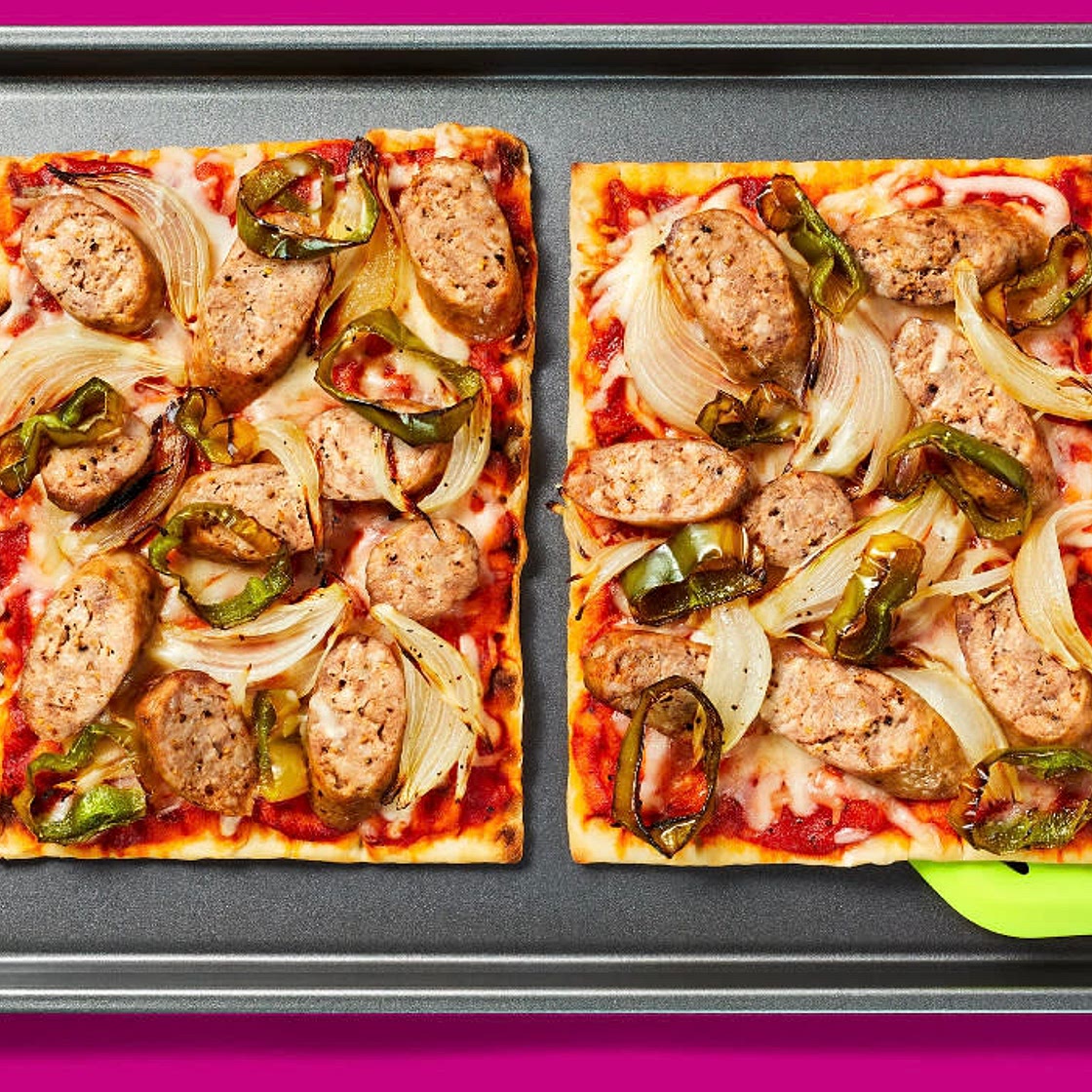 Sheet Pan Sausage & Pepper Flatbreads