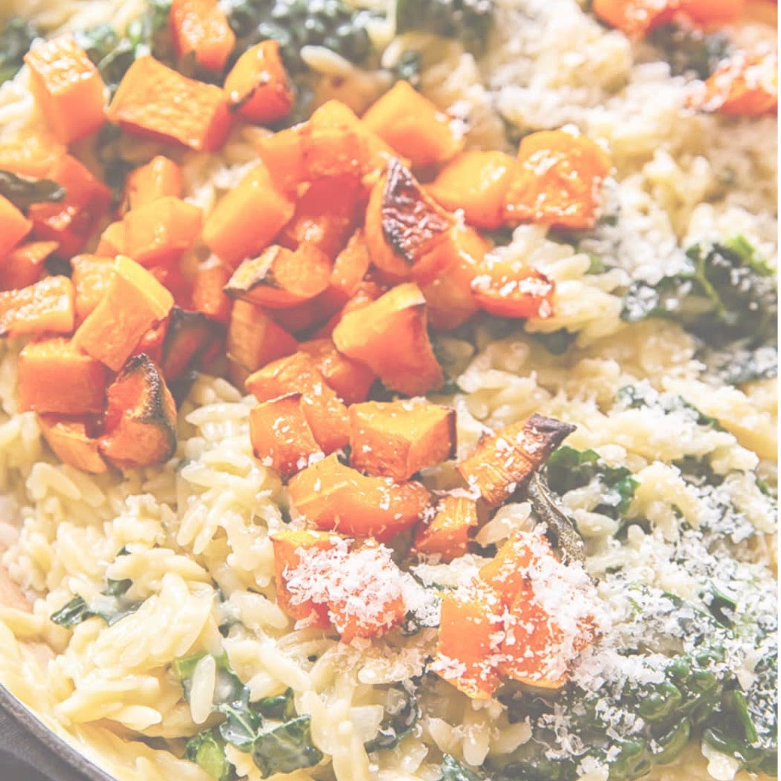 Creamy Orzo Pasta with Roasted Butternut Squash
