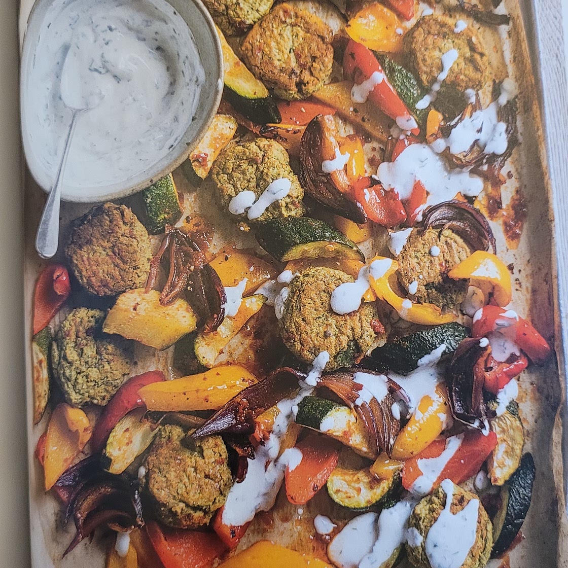 Falafel with harissa vegetables