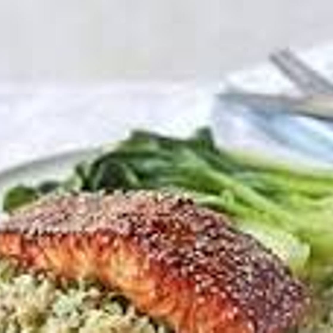 Sticky teriyaki salmon rice