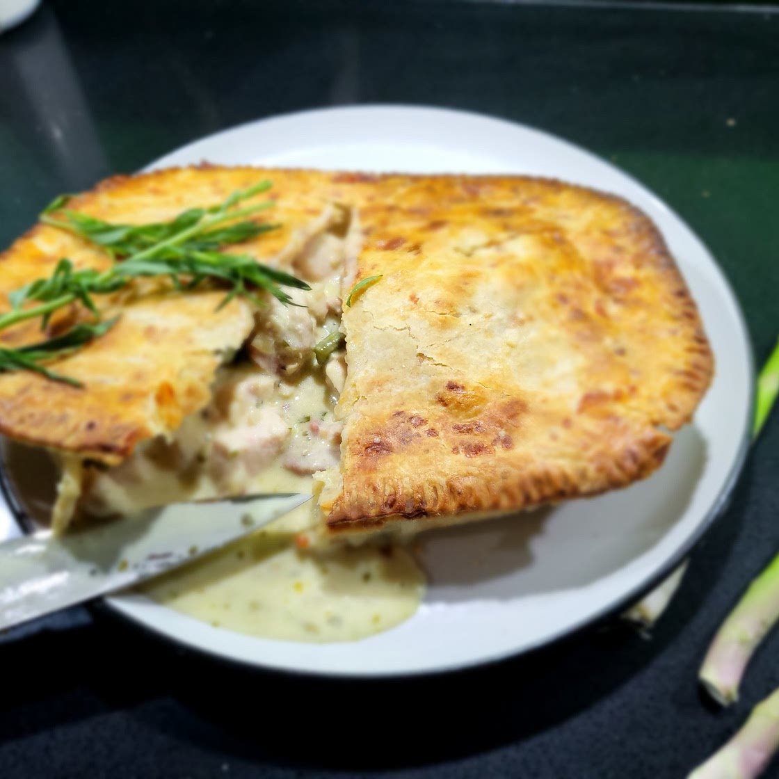 Chicken and Asparagus cheese pastry pie
