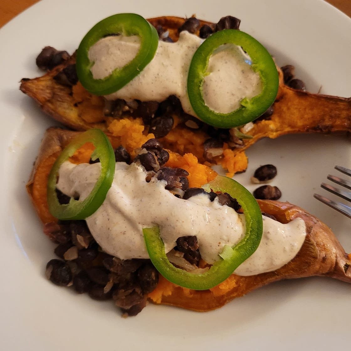 Loaded Sweet Potatoes with Lime Crema