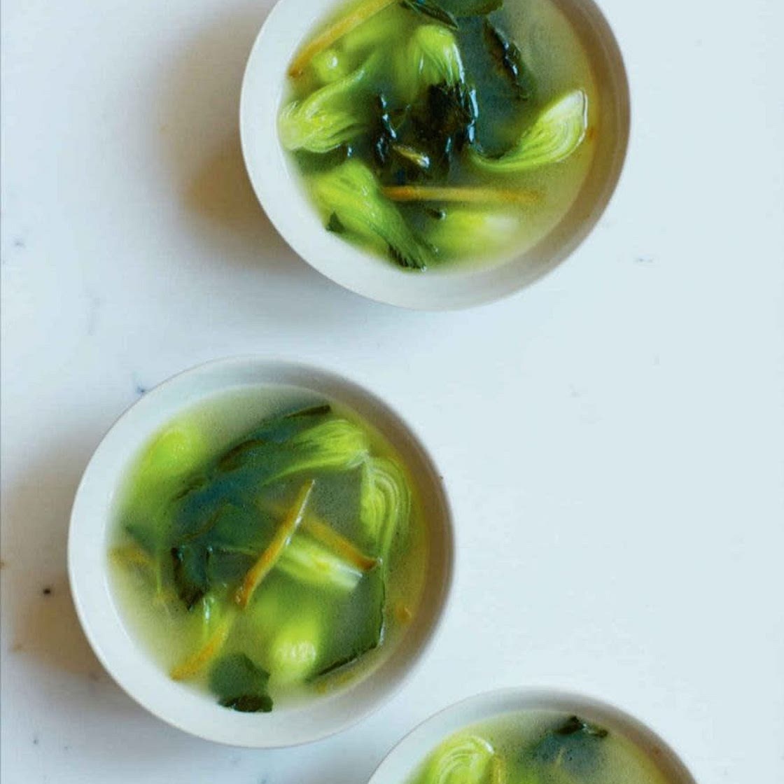 Bok choy broth with pickle
