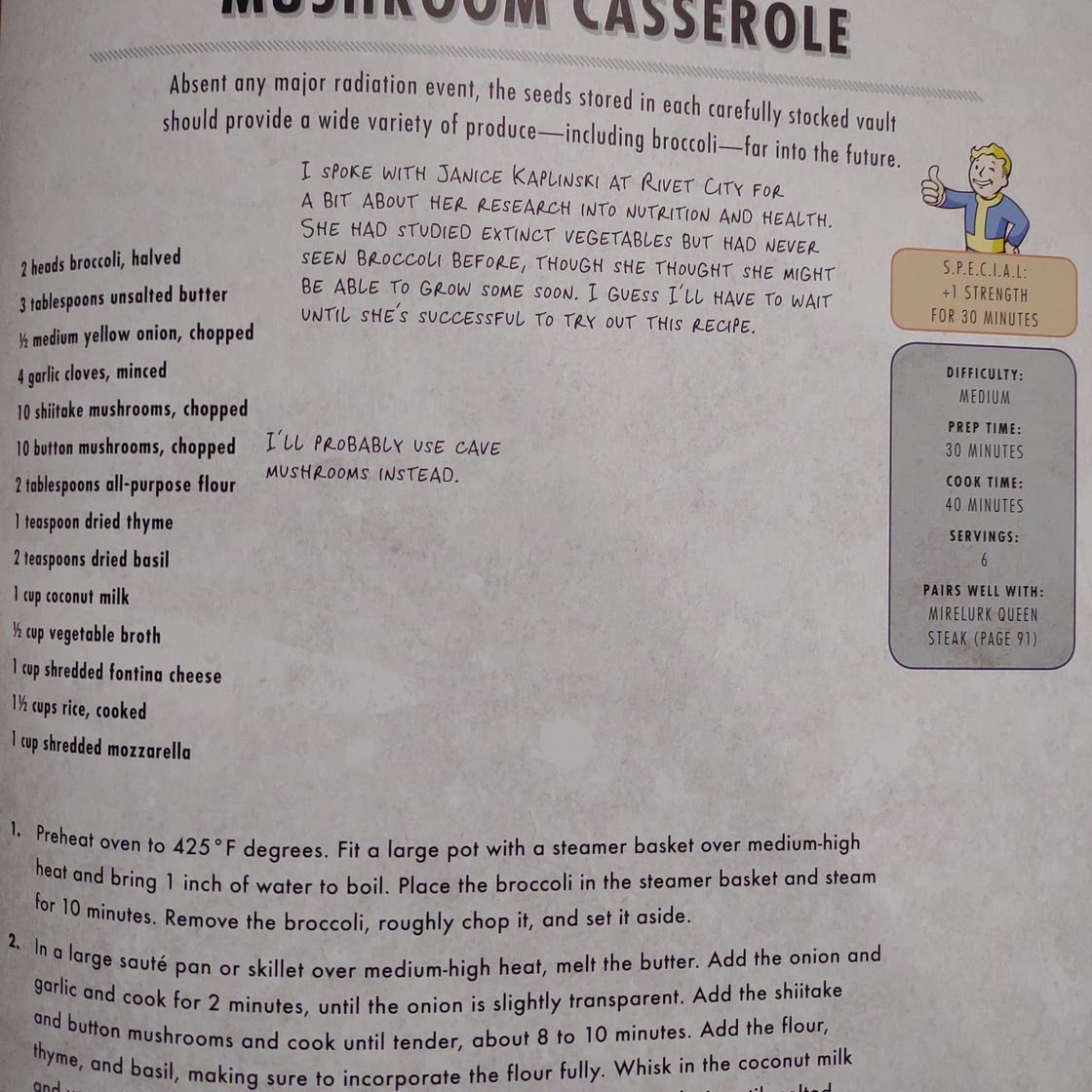 Broccoli mushroom casserole