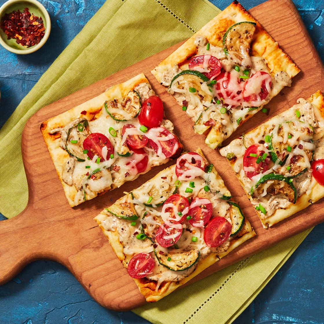 Roasted Garlic & Zucchini Flatbreads