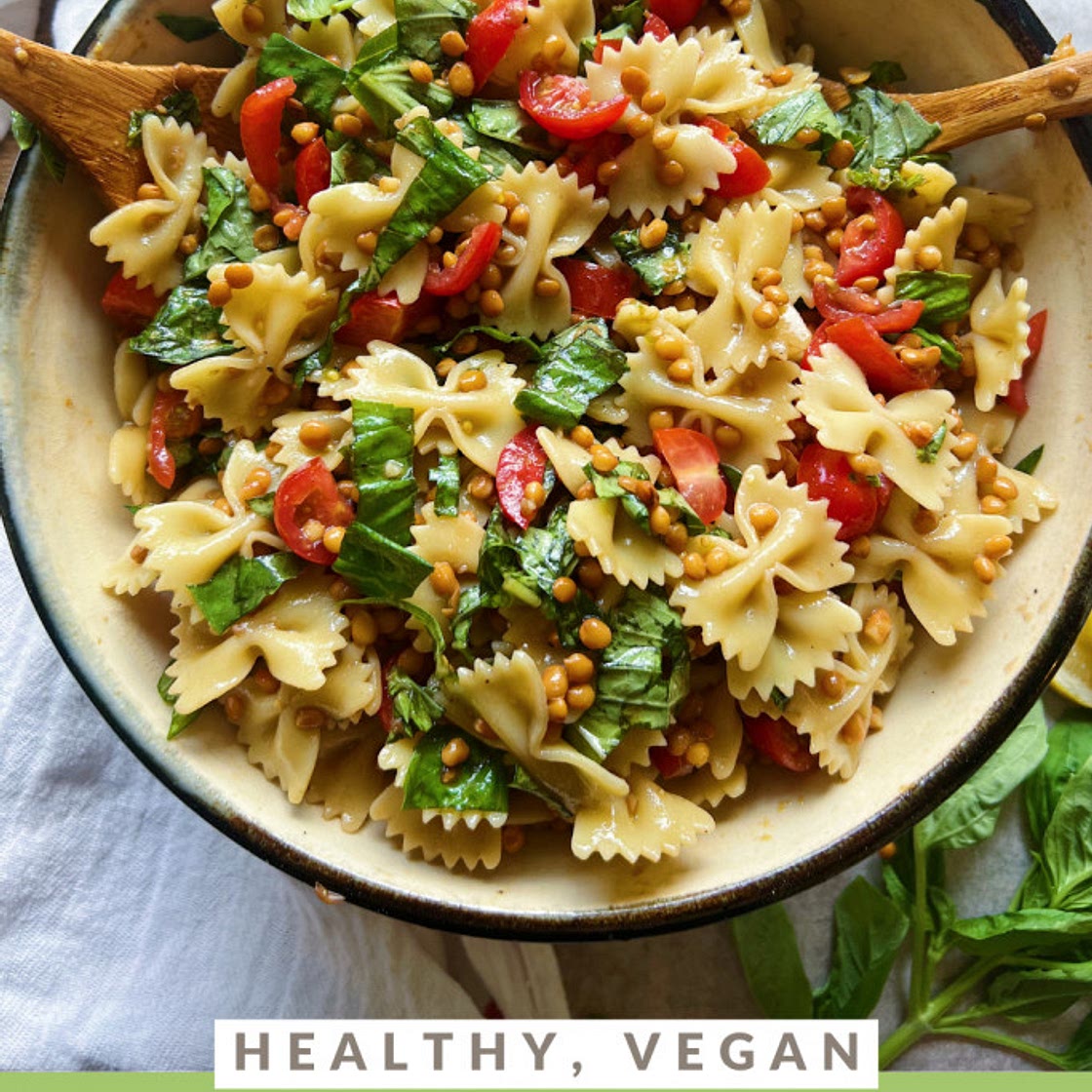 Lentil Bruschetta Pasta Salad