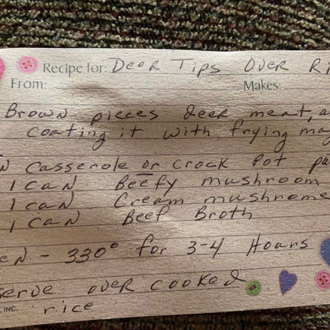 Grandma Donna’s Deer Tips over Rice