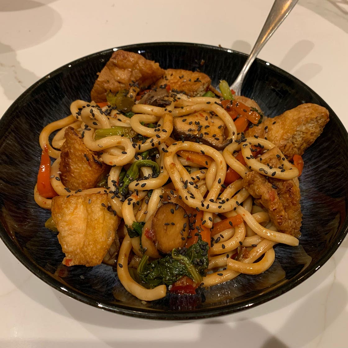 Spicy Udon Noodle Stir Fry With Shiitake Mushrooms
