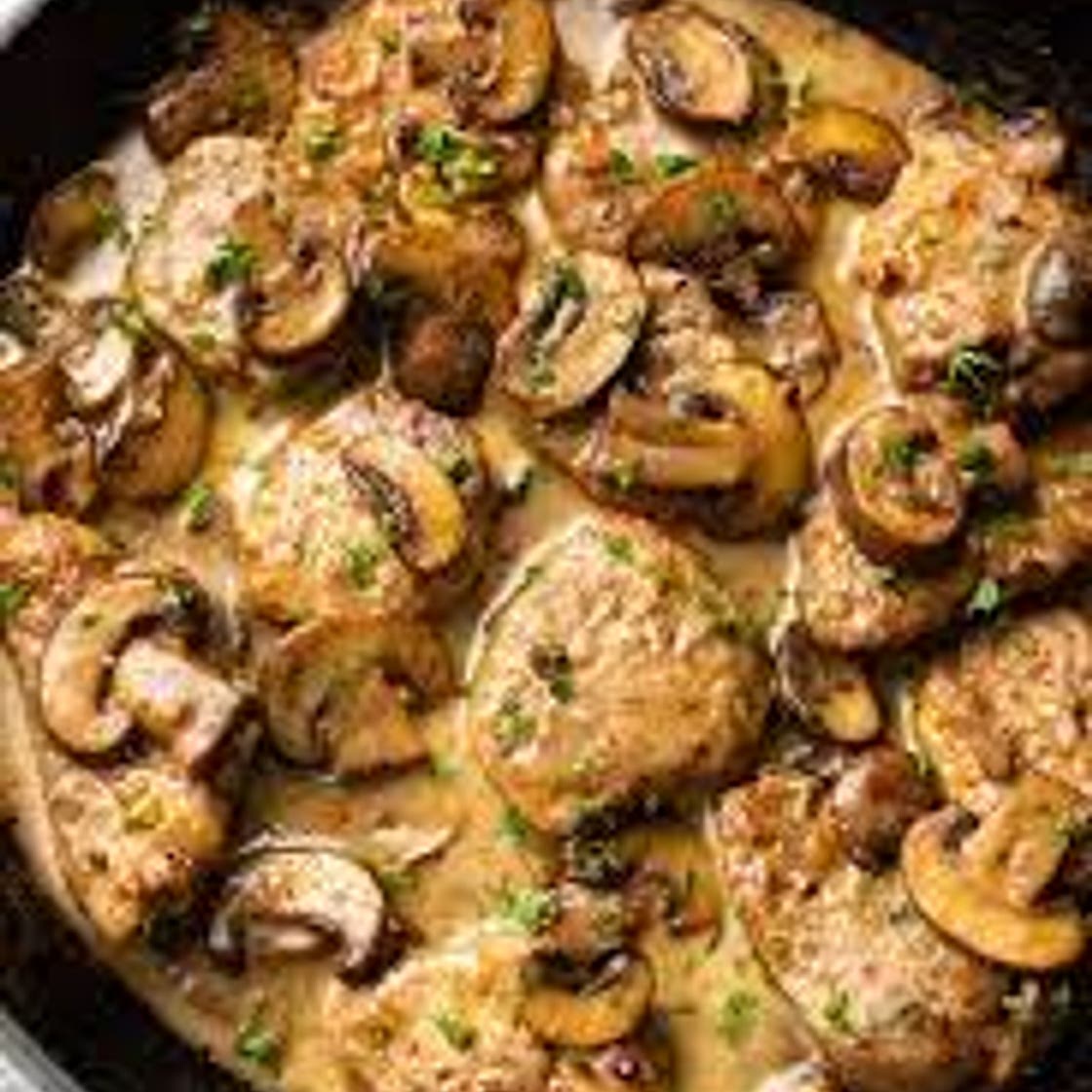 PORK MARSALA WITH MUSHROOMS AND SPINACH