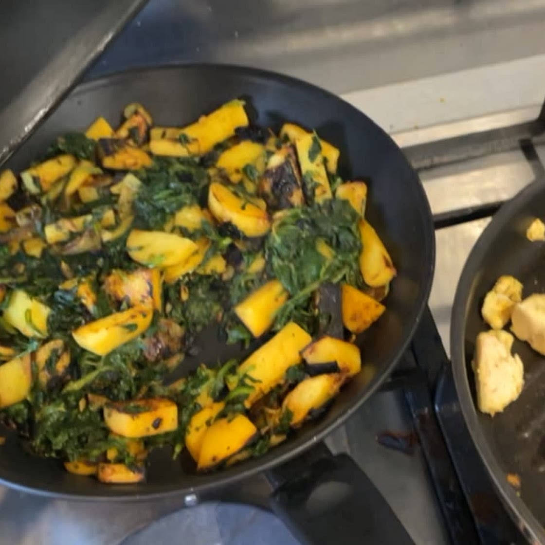Saag aloo (spinach and potatoes)