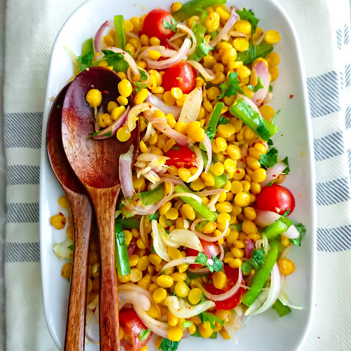Chana Dal Salad with Honey Ginger Dressing