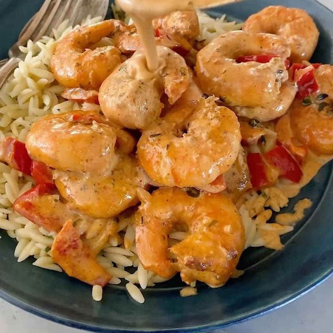 Spicy Cajun shrimp and orzo
