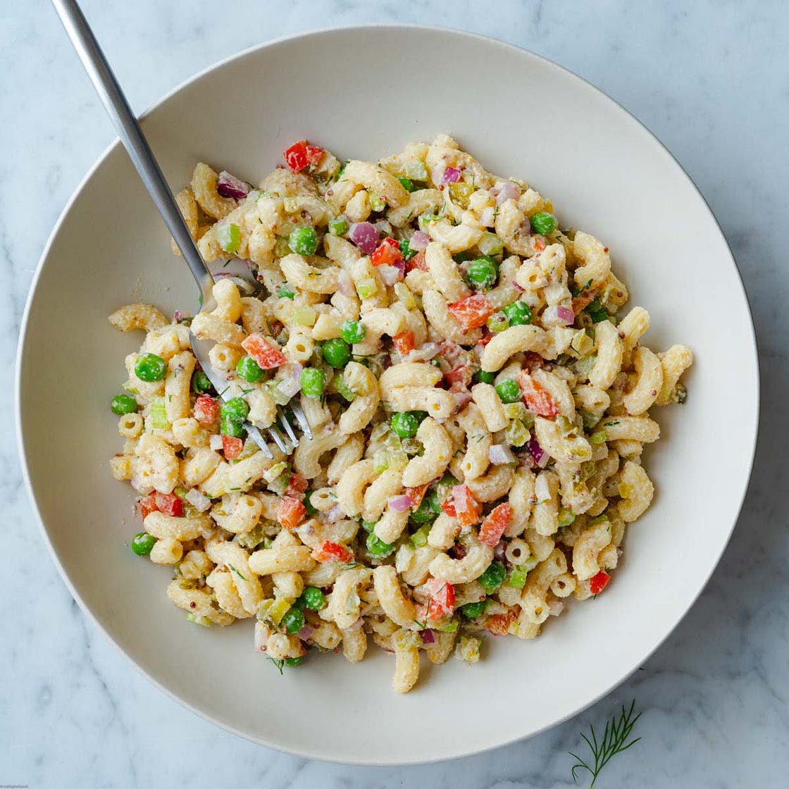 Mayo-Free Vegan Macaroni Salad with Peas