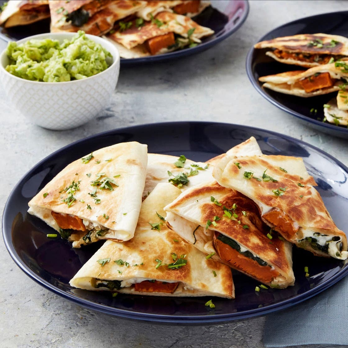 Spinach and Sweet Potato Quesadillas 