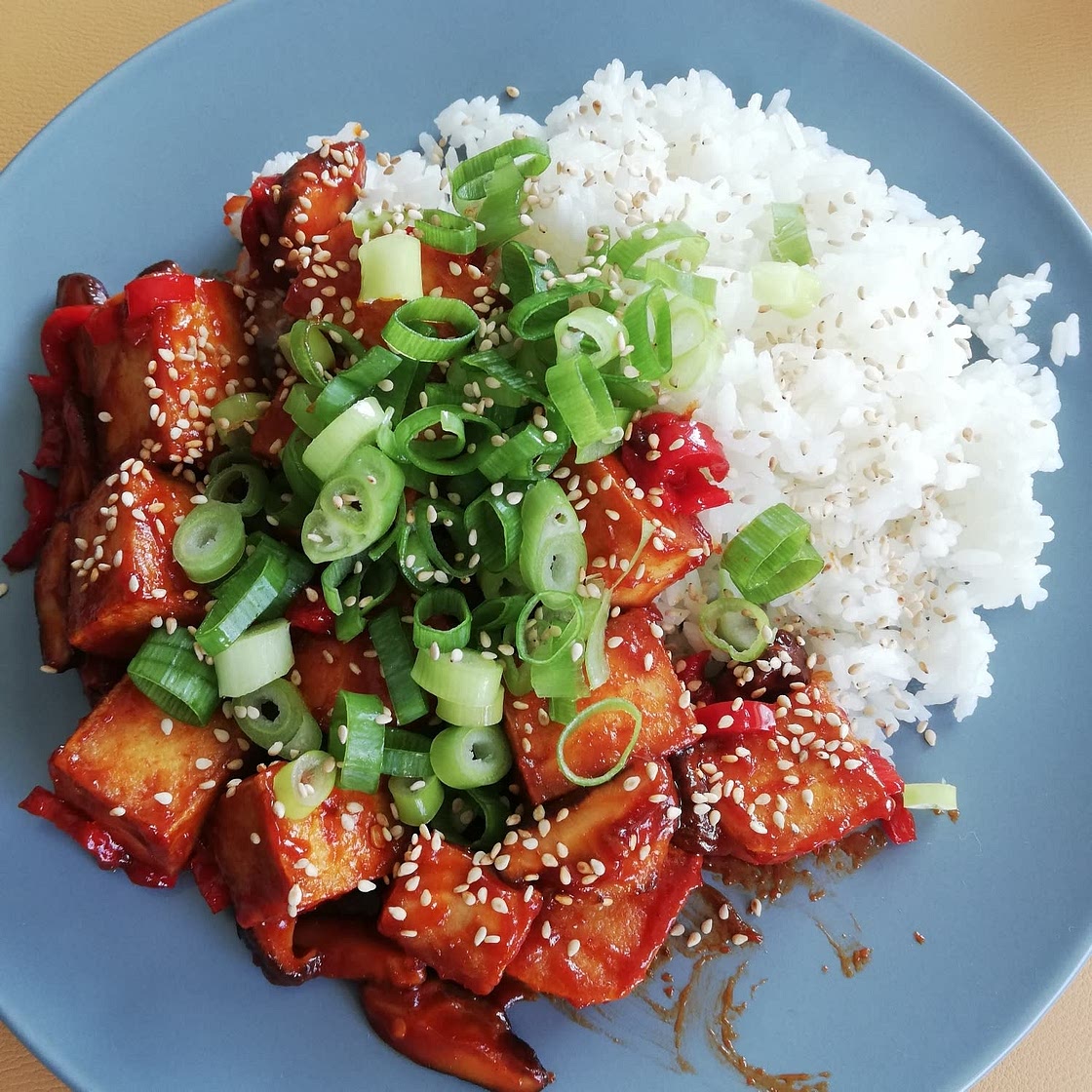 Korean Tofu with Spicy Korean Ketchup