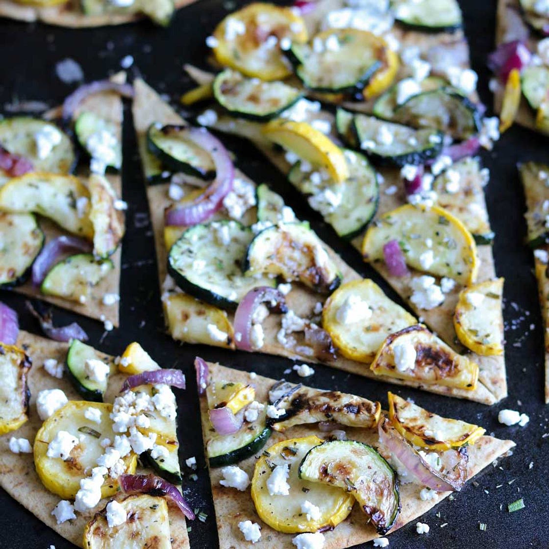Grilled Zucchini Flatbread with Goat Cheese and Rosemary