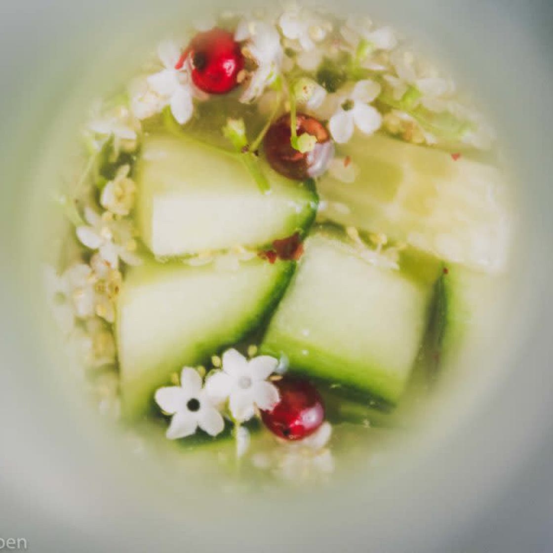 Kefir mit Holunderblüten und Gurken