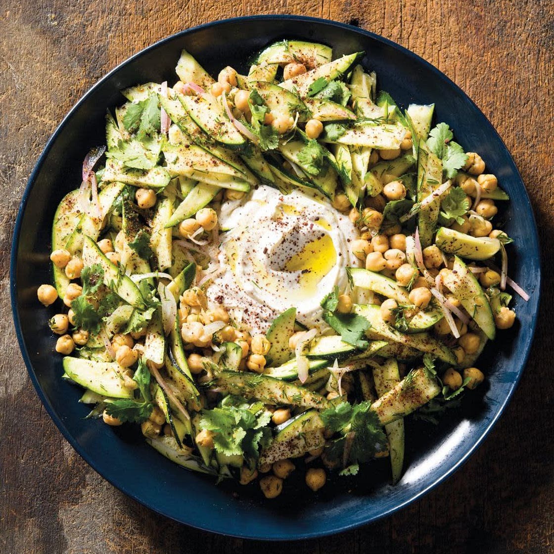 Zucchini and Chickpea Salad with Tahini Yogurt
