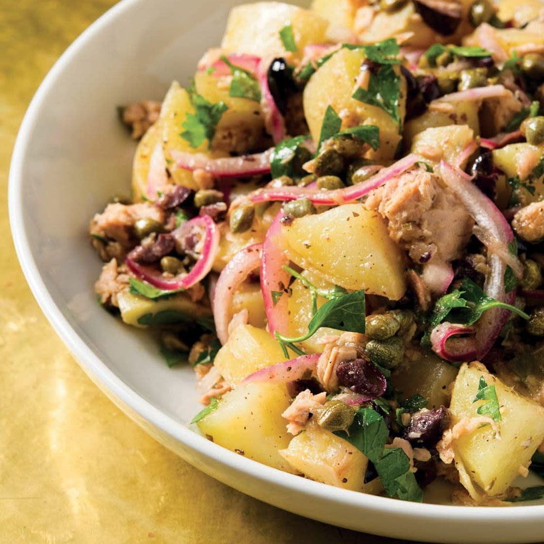Potato Salad with Capers, Olives and Olive Oil Tuna