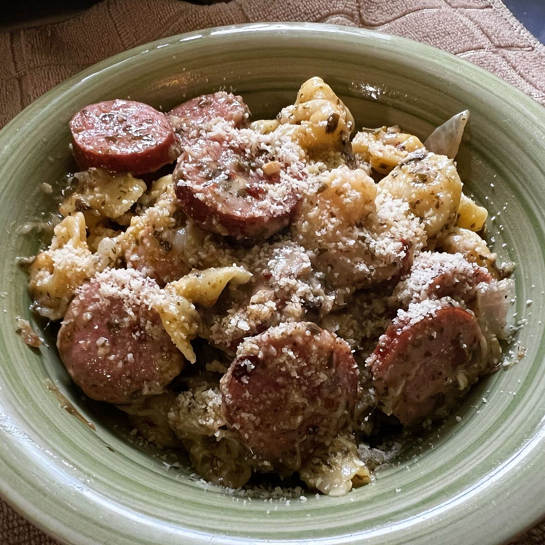 Pesto Tortellini with Shrimp & Andouille