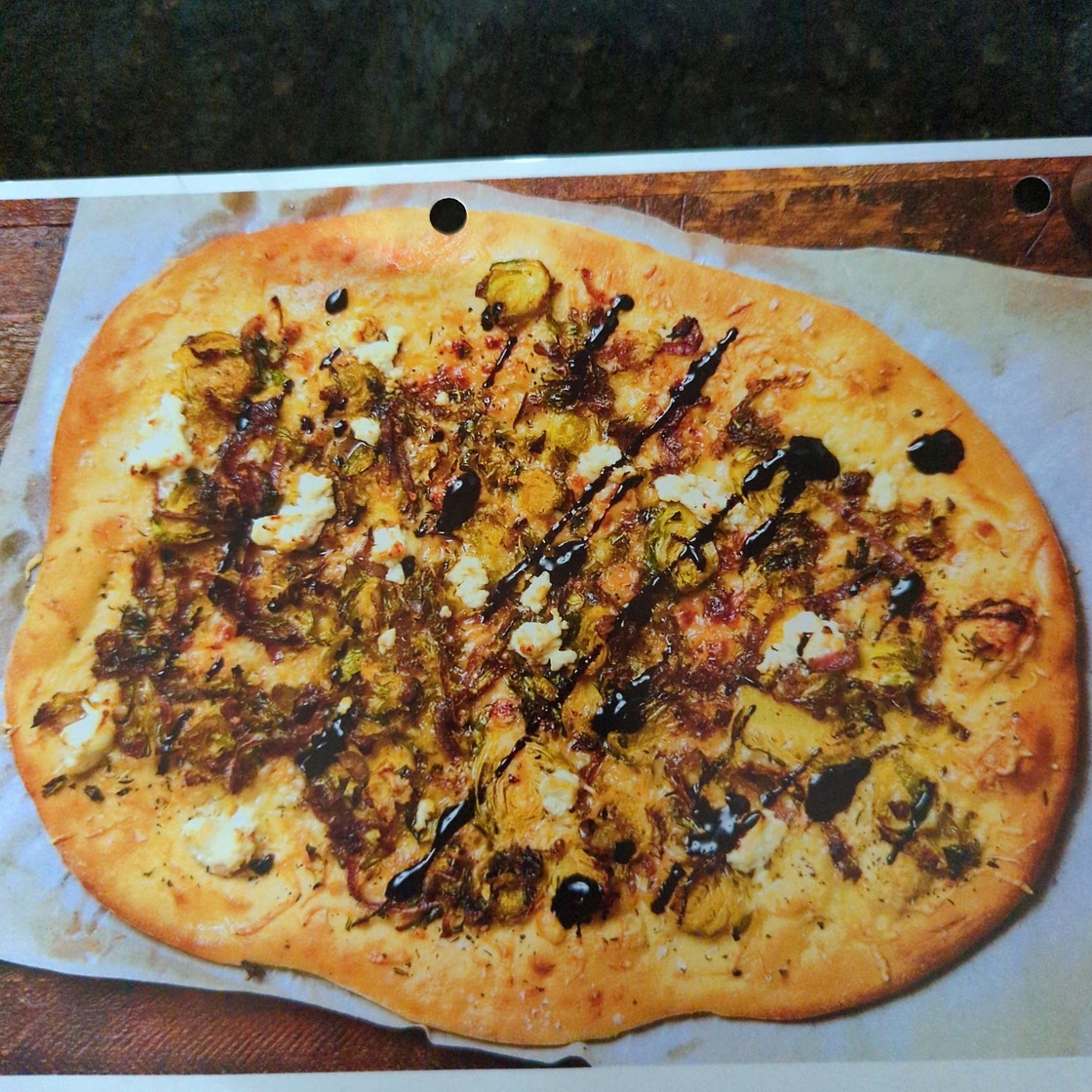 White pizza with brussel sprouts