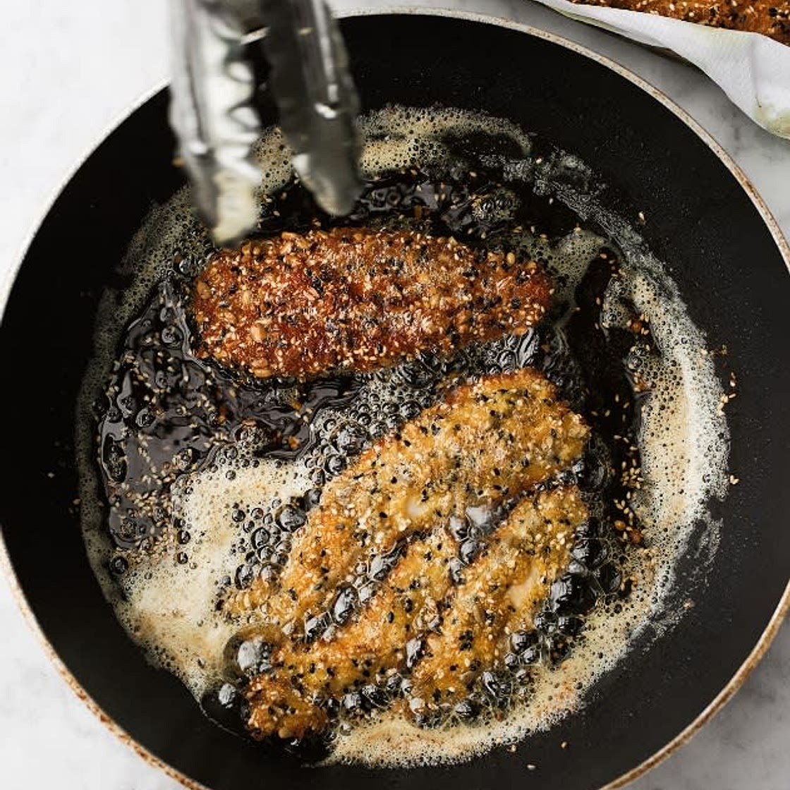 Seeded chicken schnitzel