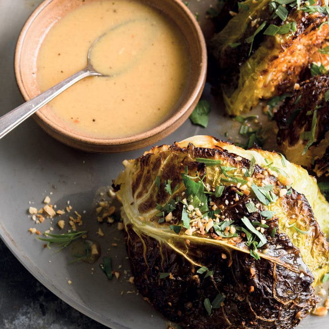 Butter-Roasted Cabbage with Citrus, Hazelnuts and Mustard