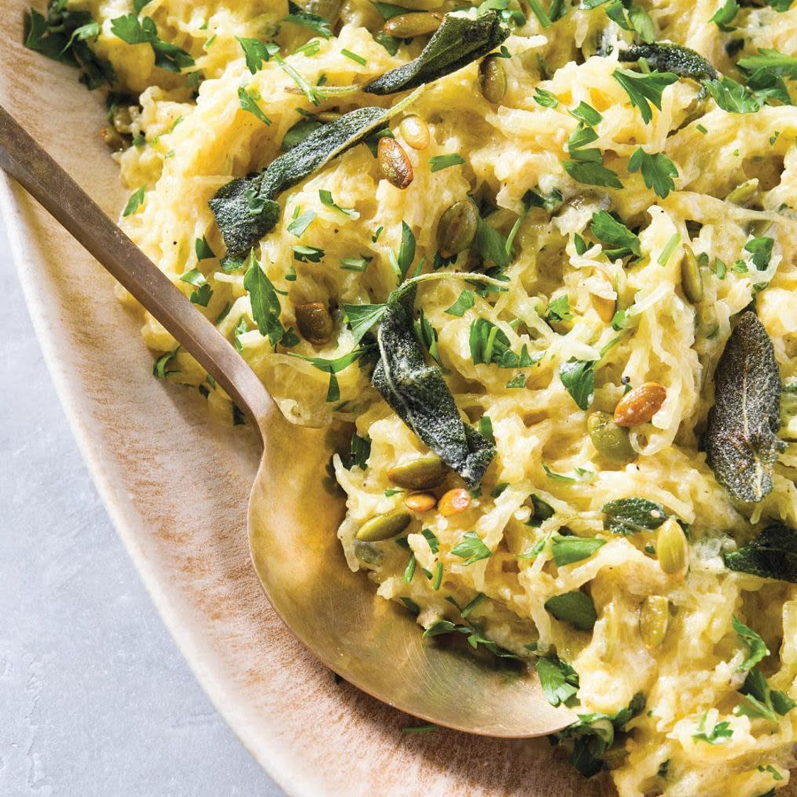 Spaghetti Squash with Lemon, Cream and Herbs