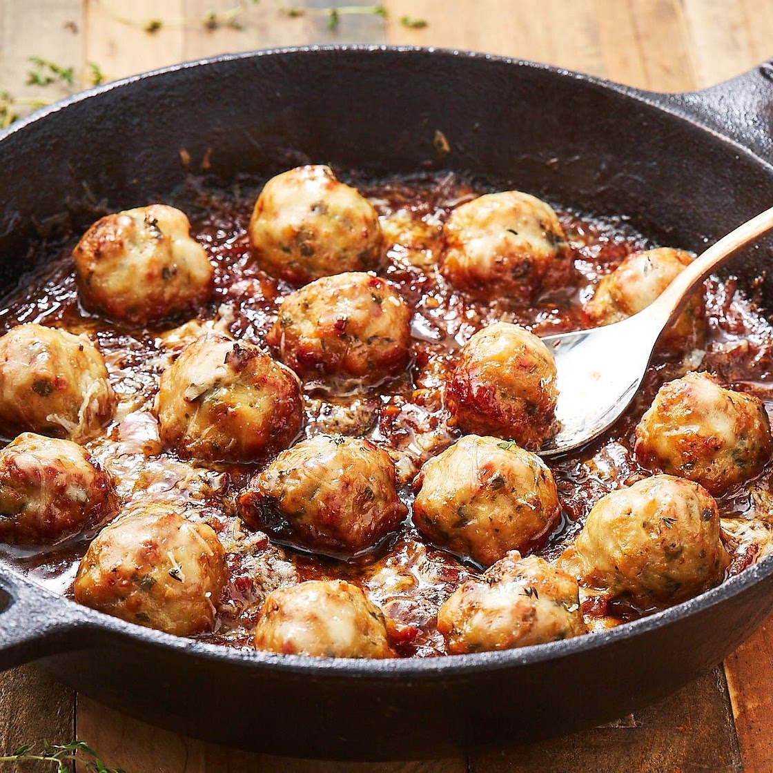 French Onion Chicken Meatballs
