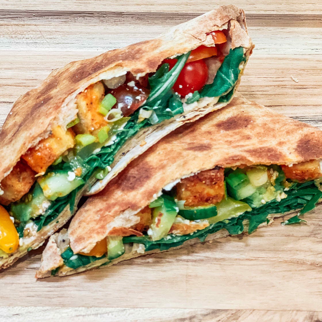Air Fryer Buffalo Tofu Crunch Wraps