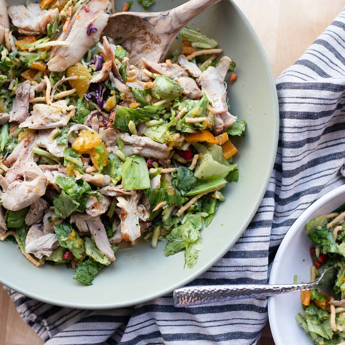 Chopped Asian Salad with Spicy Peanut Cilantro Vinaigrette