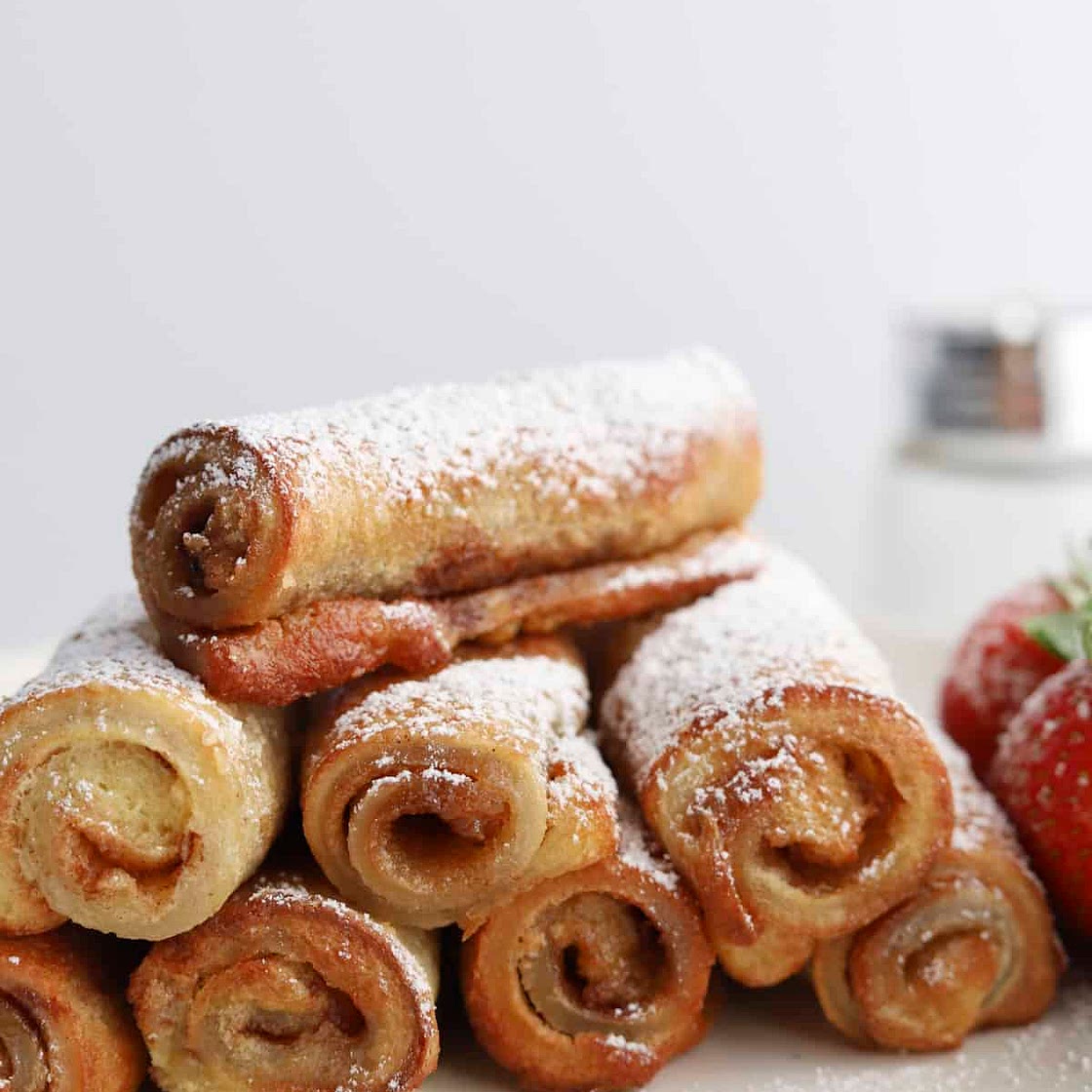 Cinnamon Roll French Toast Roll-Ups (Air Fryer Recipe)