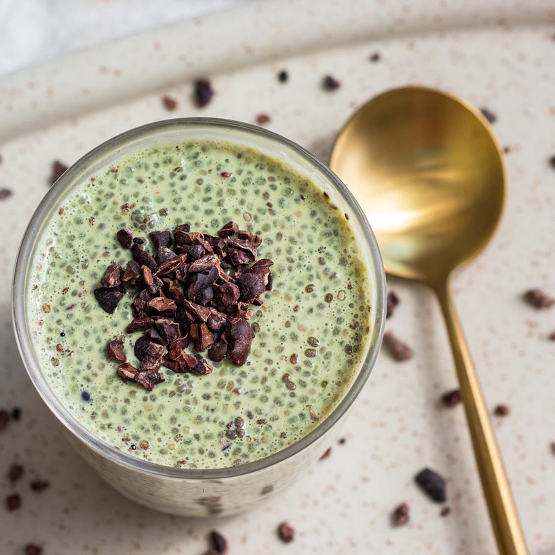 Mint Chocolate Chip Chia Pudding (vegan)