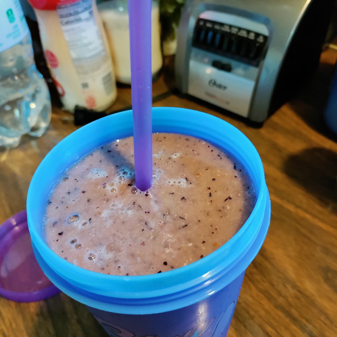 Watermelon, banana, blueberry smoothie