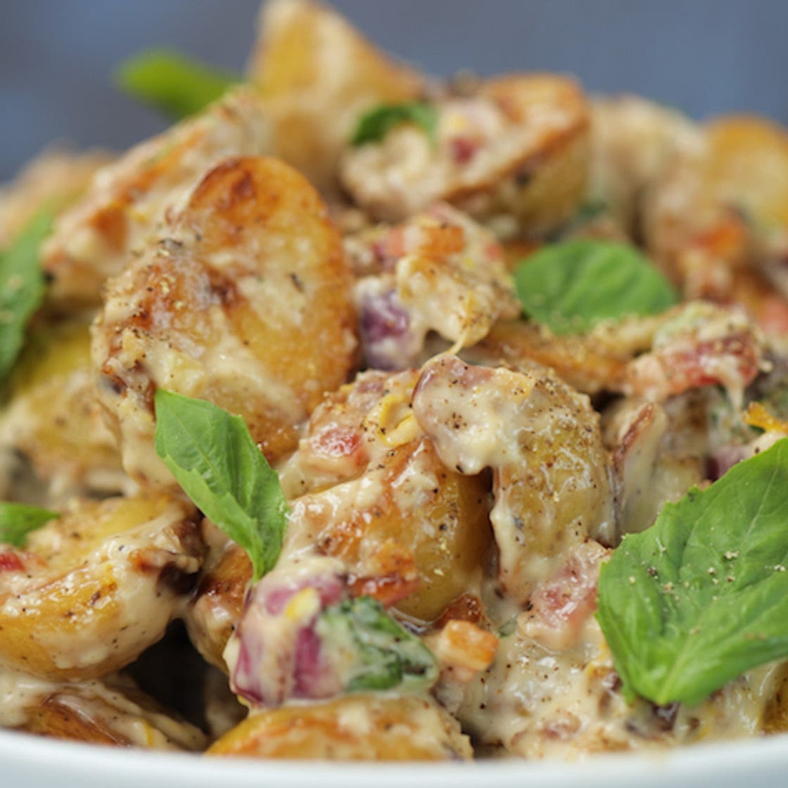 Roasted Garlic Potato Salad with Bacon and Herb Mayo Is a BBQ Hit Every Time