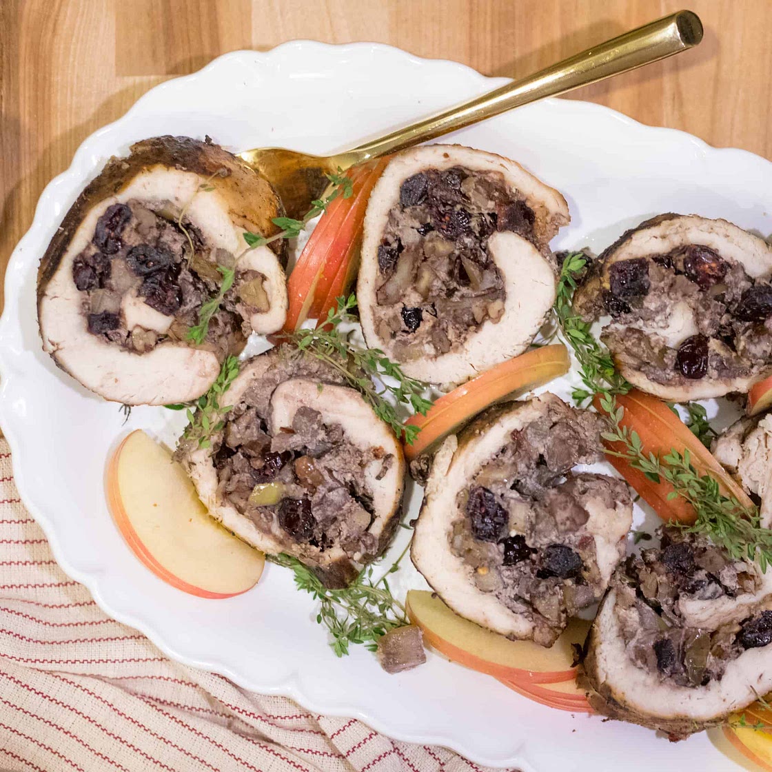 Goat Cheese, Cranberry, and Apple Stuffed Turkey Breast