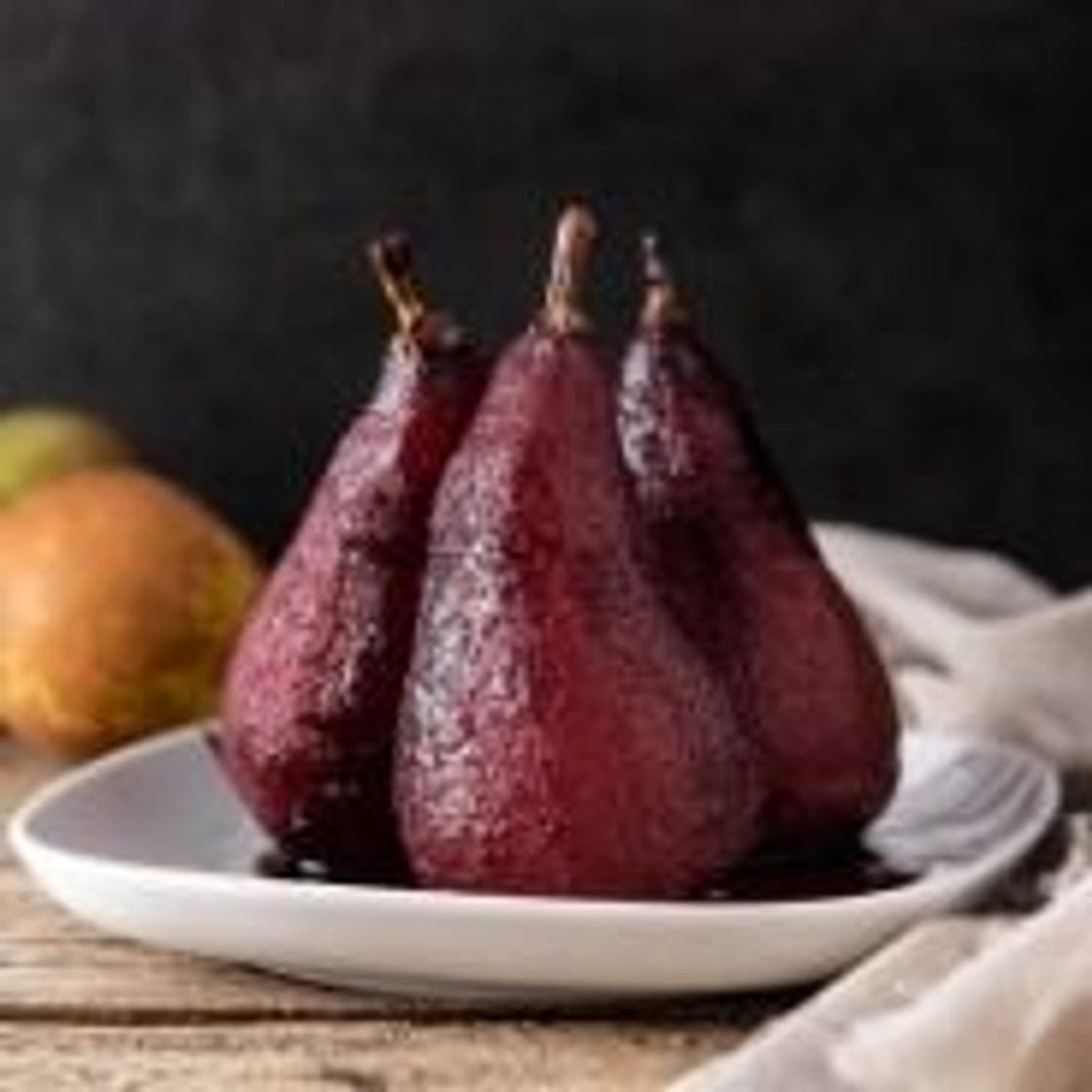 Poached pears in red wine