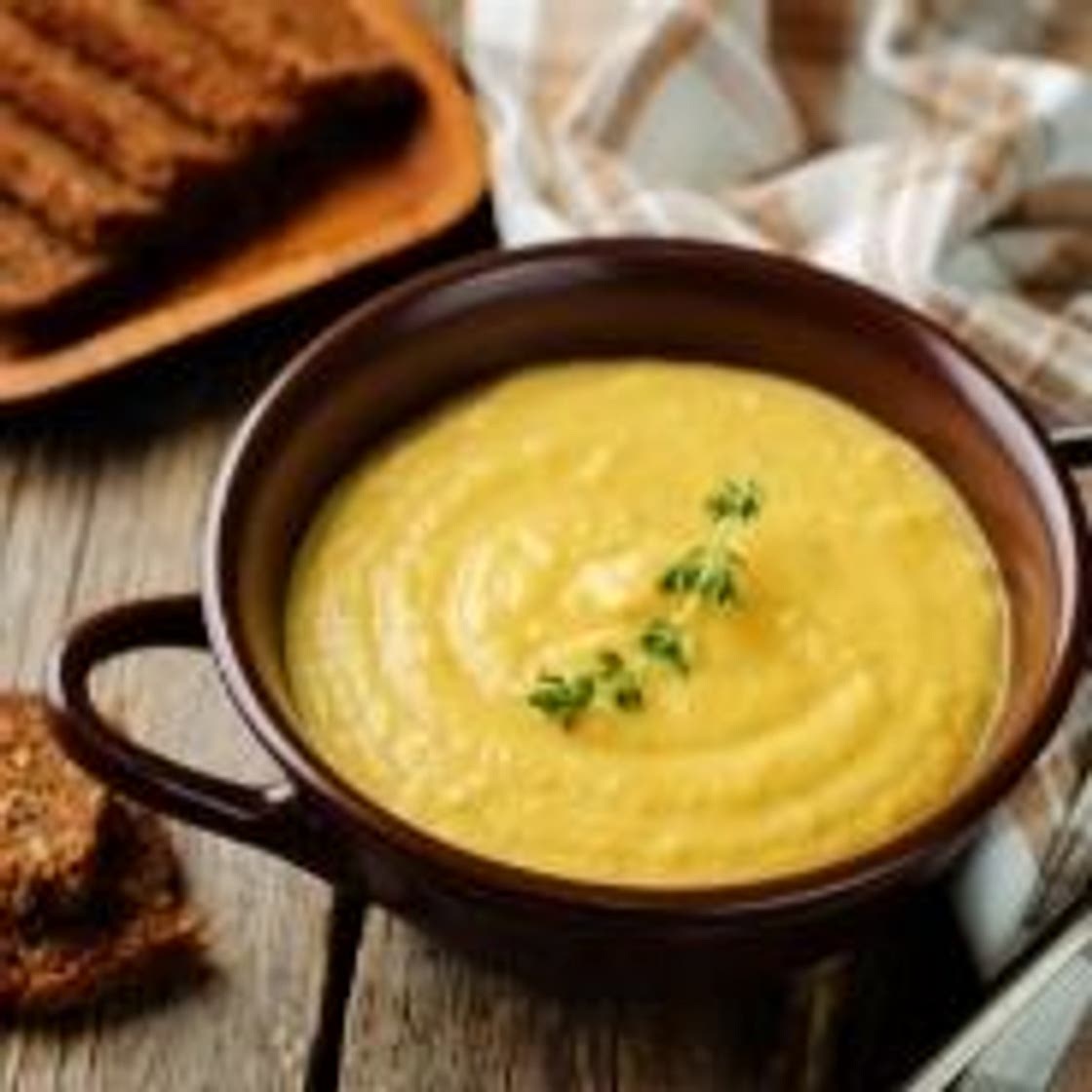 Bowls of bread with chickpea cream