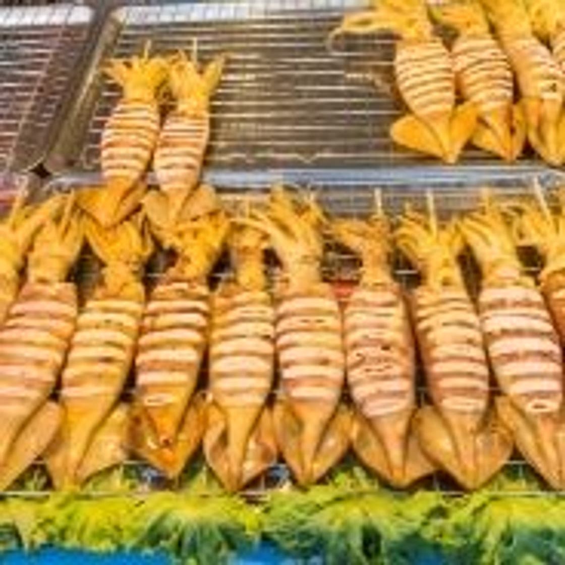 Grilled squid with salad