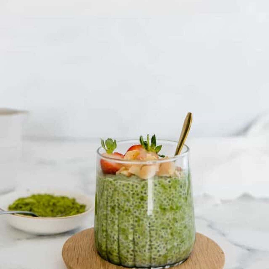Strawberry Matcha Chia Seed Pudding