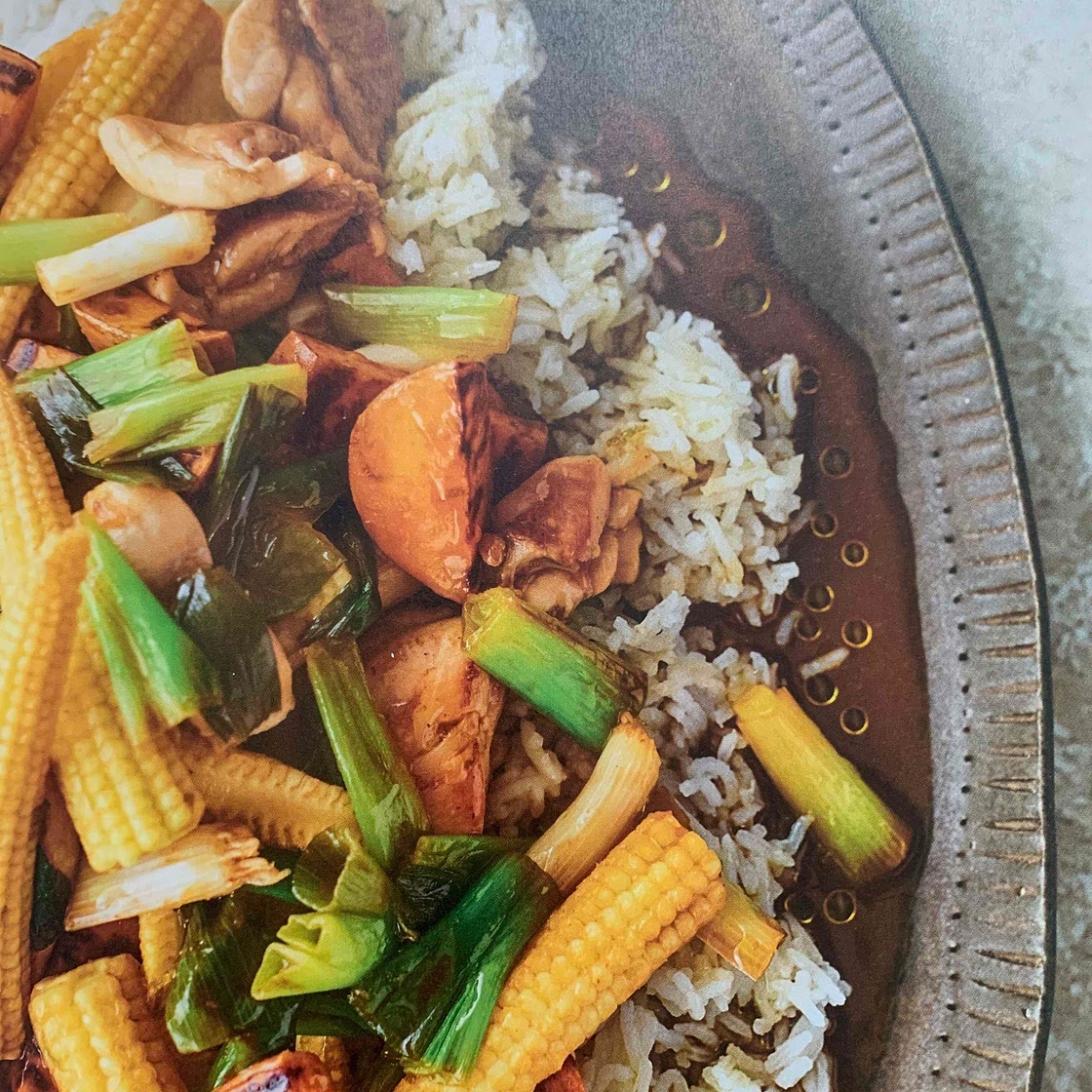 Sweet potato and chicken chop suey