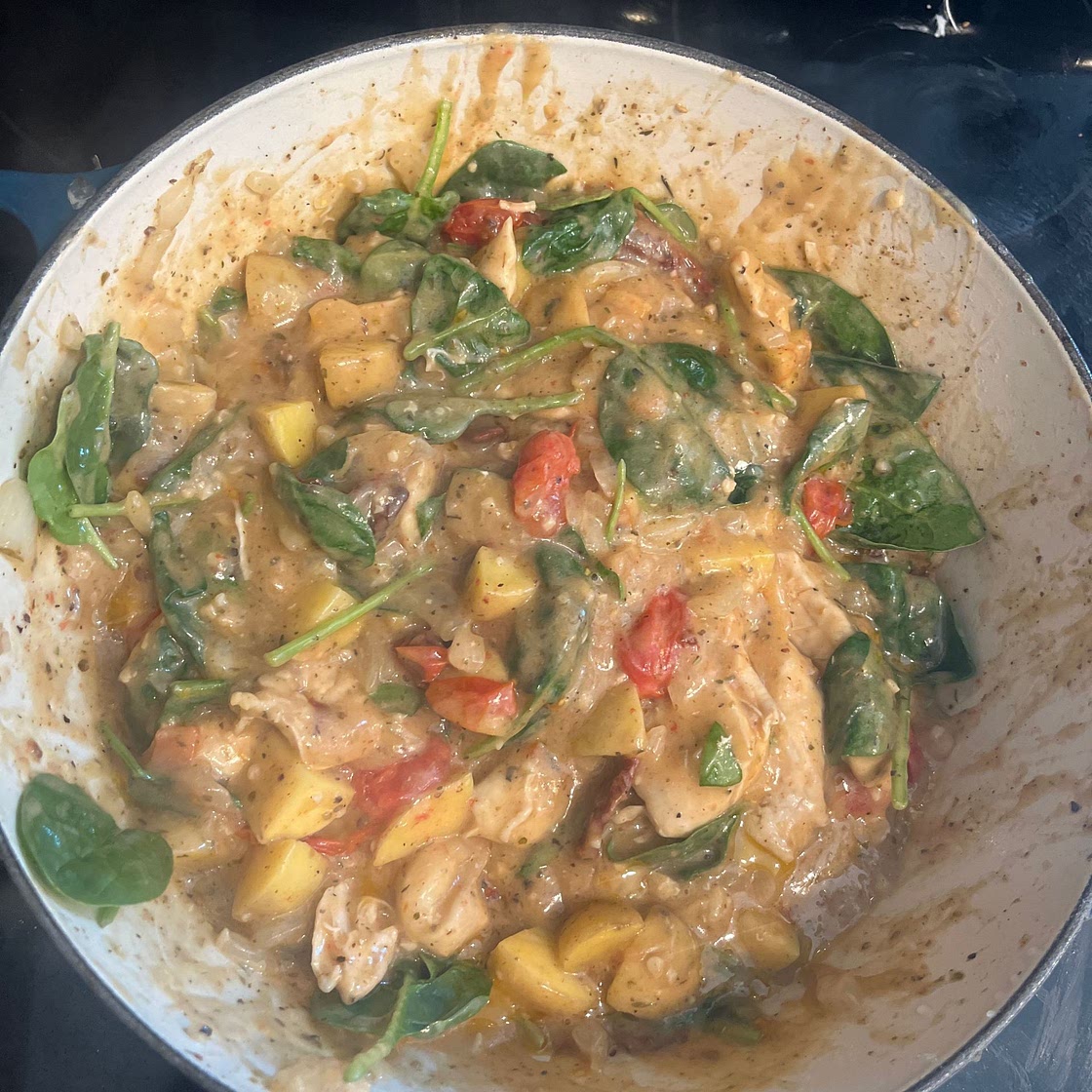 One Pan Tuscan Chicken and Potato Skillet